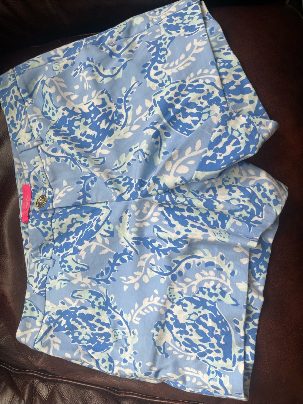 Lilly Pulitzer Light Blue Floral-Print Shorts with Pink Label